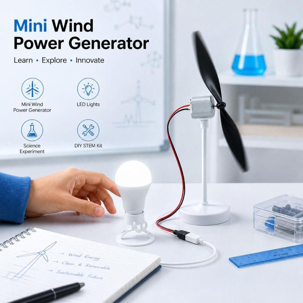 USB Light Bulb Power Energy Generator Educational Wind Generator Kit Science Experiment