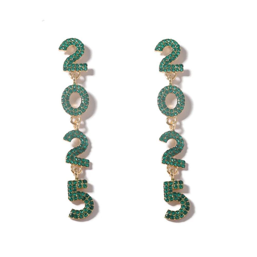 Aesthetic Happy New Year Earrings Rhinestone Crystal Party Earrings  Christmas