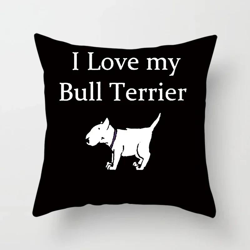 Cartoon Bull Terrier Series Pillow Gift Home Office Decoration Bedroom Sofa Car Cushion Cover Funda De Almohada