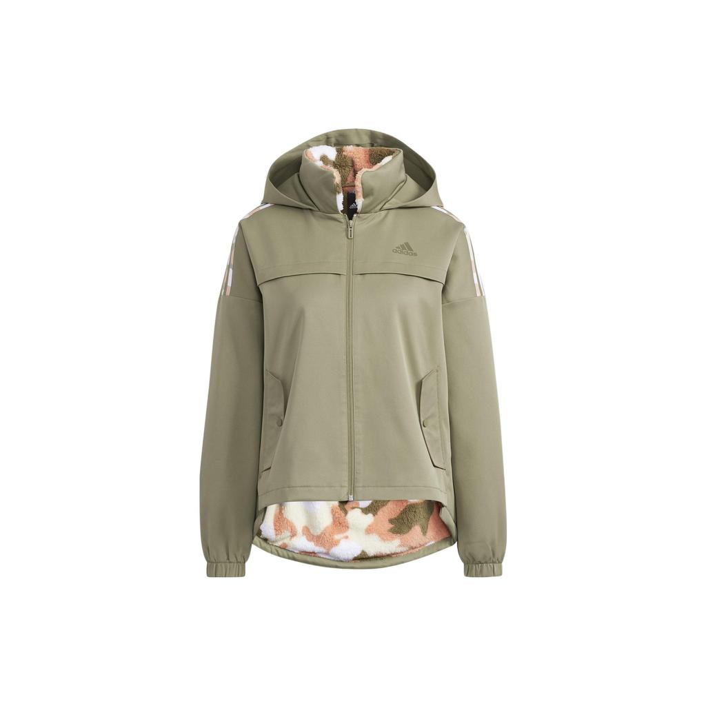 Adidas Sport Performance Embroidered Logo Zip Hoodie Jacket Women Outerwear Green H09762