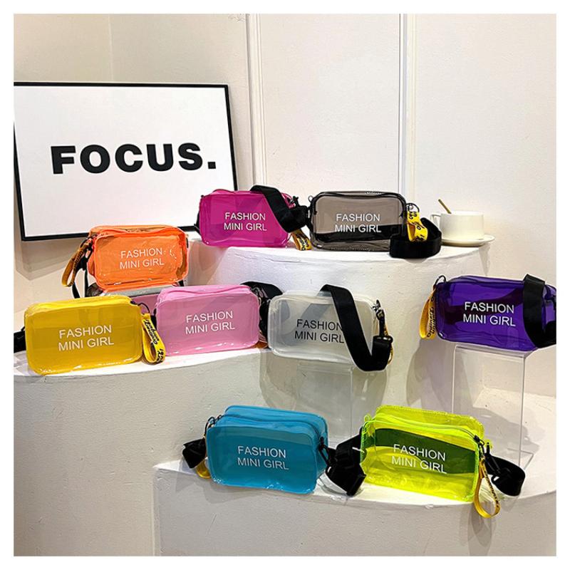 Women Fashion Clear Sweet Purses Candy Color Messenger Bag Crossbody Bags Shoulder Bag Transparent Jelly Bag