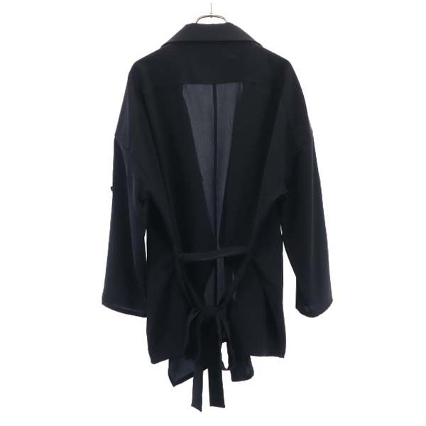 unused Unaca drape Jacket 38 black Open-front haori with roll-up sleeves Women Used