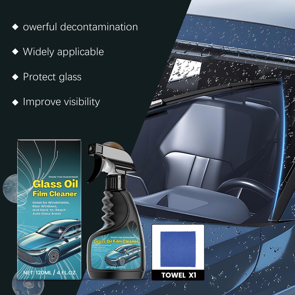 Glass Oil Film Cleaner Car Glass Degreasing Windshield Cleaning Stain Removal Cleaner 120ml