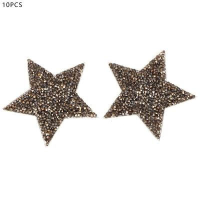 10 Pezzi Toppa Stella Strass Termoadesiva per Vestiti Scarpe Borsa Cappello (Grigio)