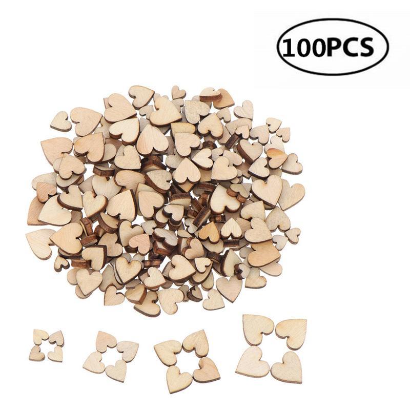 

100Pcs DIY Blank Heart Wood Slices Discs Wood Heart Love Blank Unfinished Natural Crafts Supplies Wedding Ornaments 6MM8MM10MM12MM mix