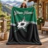 Dallas Stars Flanelová deka s vlastním jménem Personalizovaná měkká teplá plyšová přehozová deka Přizpůsobený dárek pro rodinu přátele