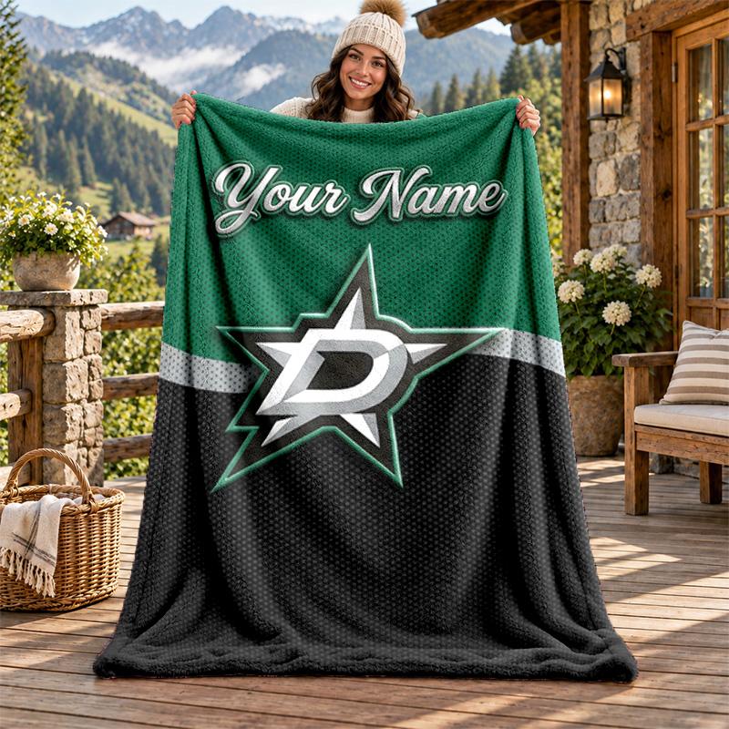 Dallas Stars Flanelová deka s vlastním jménem Personalizovaná měkká teplá plyšová přehozová deka Přizpůsobený dárek pro rodinu přátele