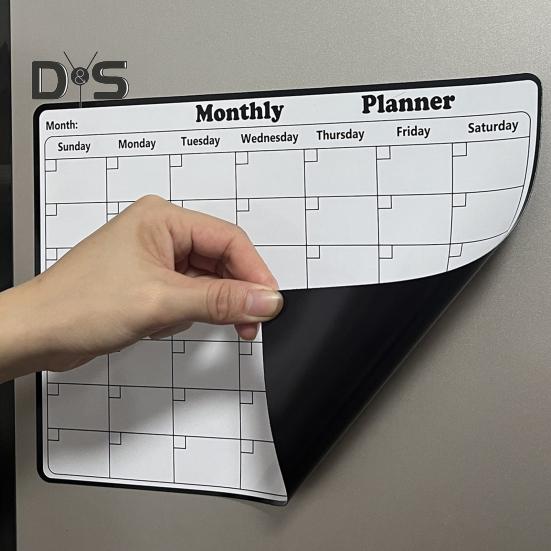 Calendar magnetic pentru ștergere uscată pentru frigider Planificator lunar reutilizabil Tablă albă Magnet pentru frigider, birou, program săptămânal, tablă de planificare