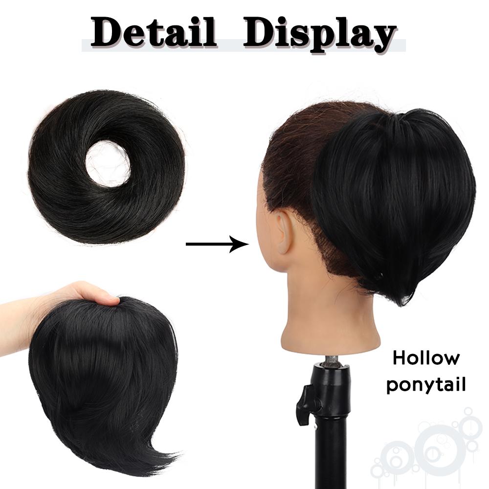 Synthetic Short Straight Wig Extensions Elastic Donut Bun Chignon Scrunchies Hairpieces Ponytail For Women Daily Use