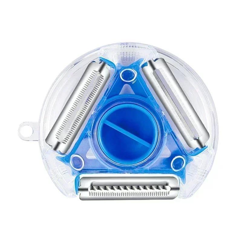 

1 шт. Овощечистка Яблоко Овощ Артефакт Бытовой инструмент Кухонные удобные инструменты 3-в-1 Многофункциональный нож для чистки Шинковка синий