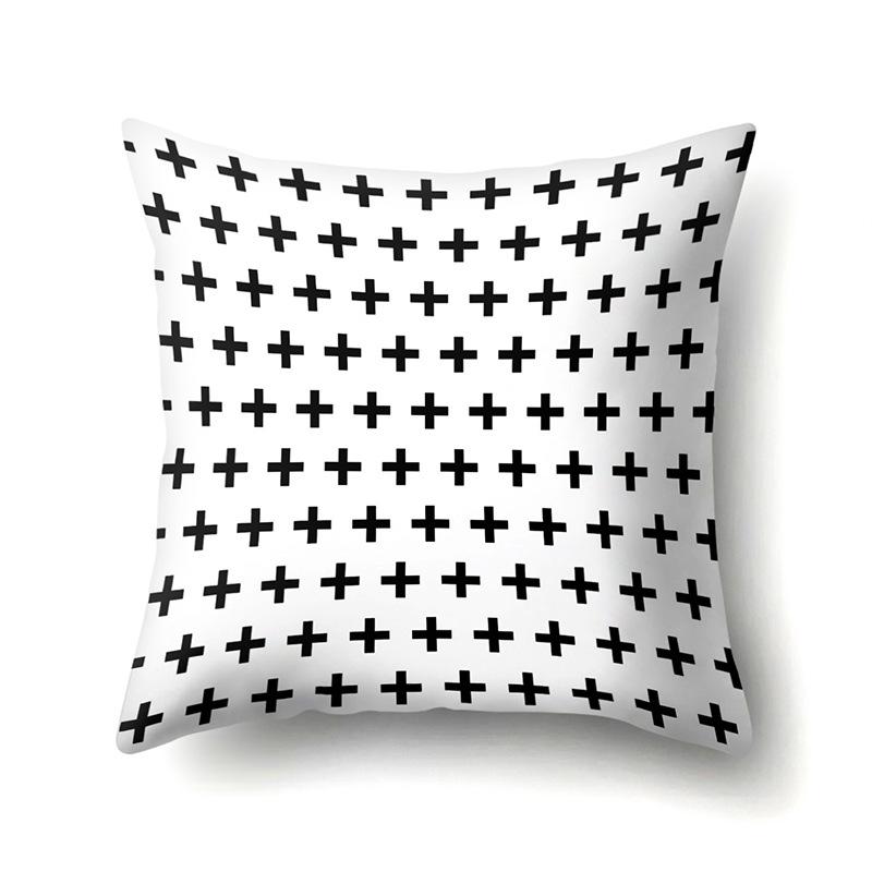 Polyester Pillowcase Black and White Printed Pillowcase Waist Cushion Cover Geometric Cushion Head Cushion Cover