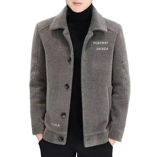 

Мужская осенне-зимняя куртка с лацканами и длинными рукавами, однобортное плюшевое пальто с вышивкой и буквенным принтом, утепленная теплая верхняя одежда L хаки