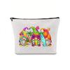 Large Capacity Linen Makeup Bag: Cross-Border Printed Cosmetic Storage with Zipper