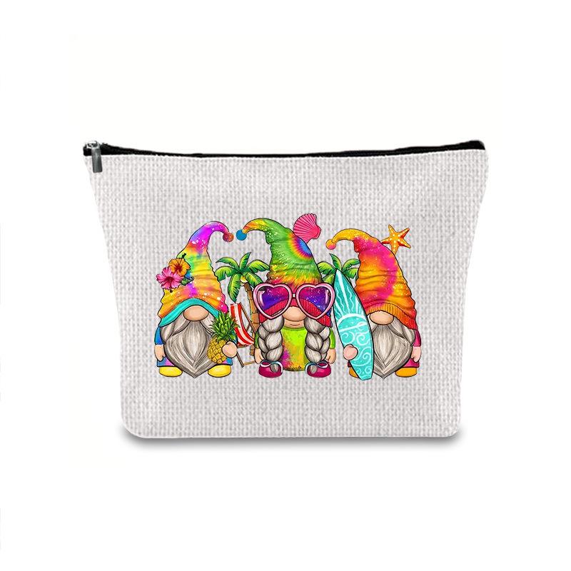 Large Capacity Linen Makeup Bag: Cross-Border Printed Cosmetic Storage with Zipper