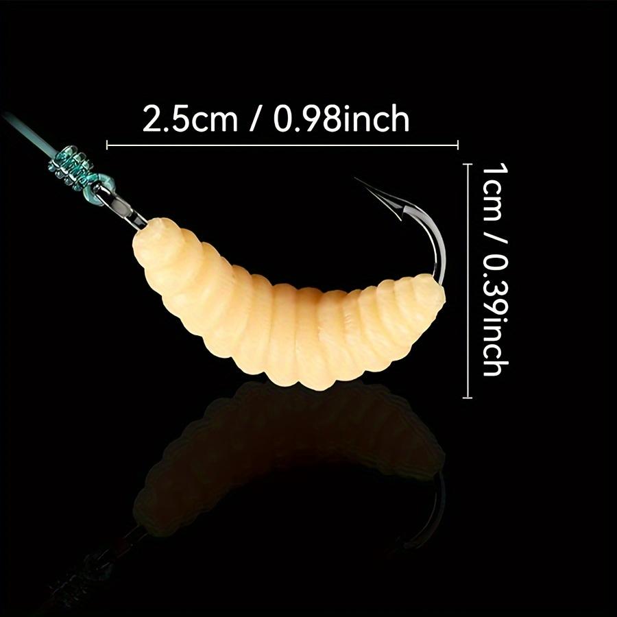 30pcs Yellow Rubber Maggots Fishing Bait Set with Hooks - Versatile Grub Lures for Bass, Trout, Crappie, Bluegill - Ideal for Freshwater Fishing