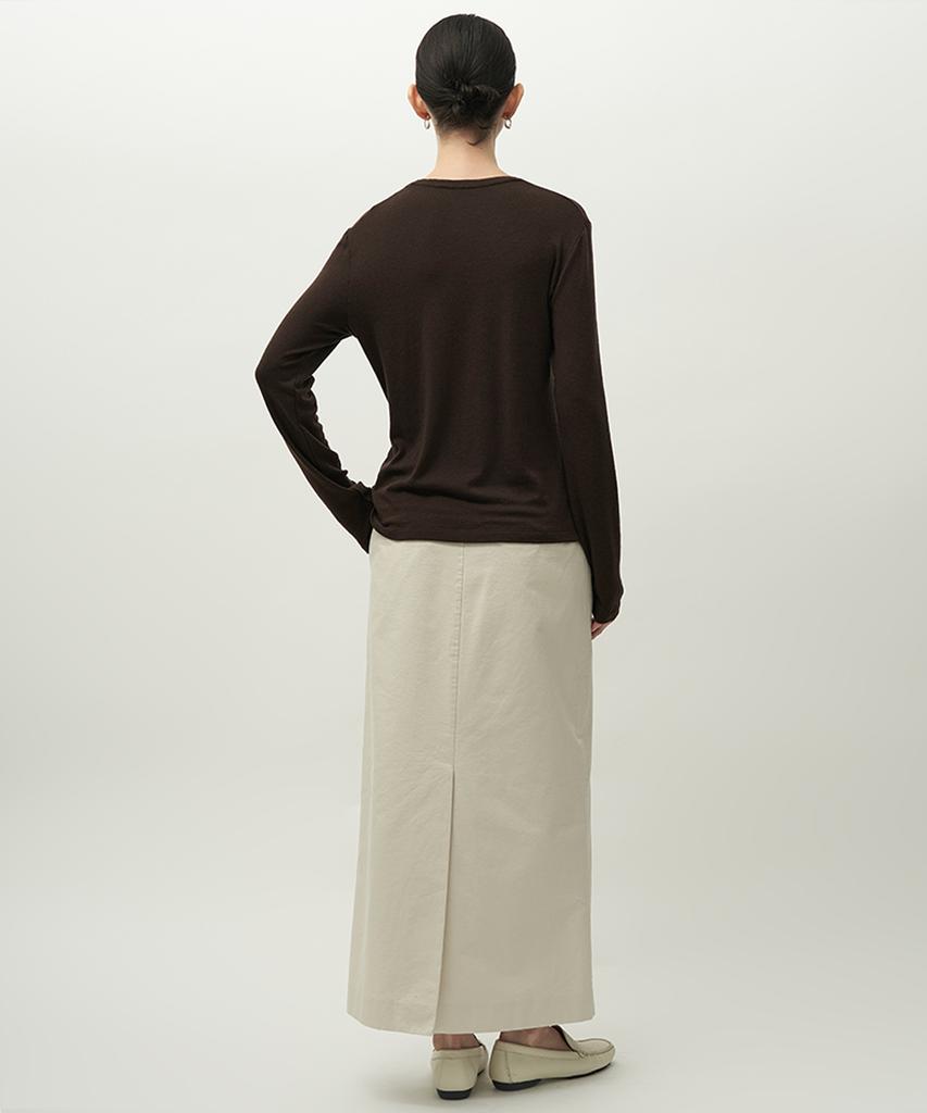 Leopeusaideuhwaiteulabel Slit Long Skirt Ivory