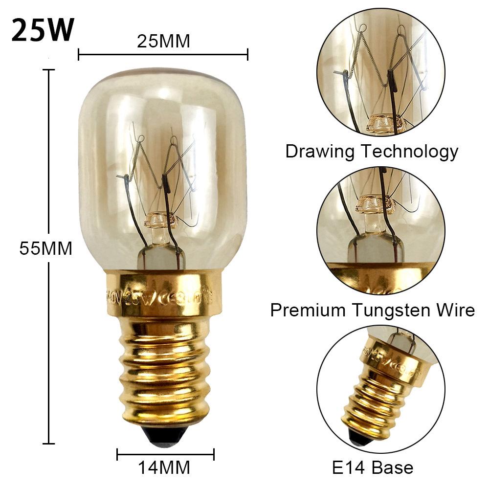 E14 High-Temperature Resistant Oven & Microwave Light Bulb, 15W/25W - Fits Himalayan Salt Lamps