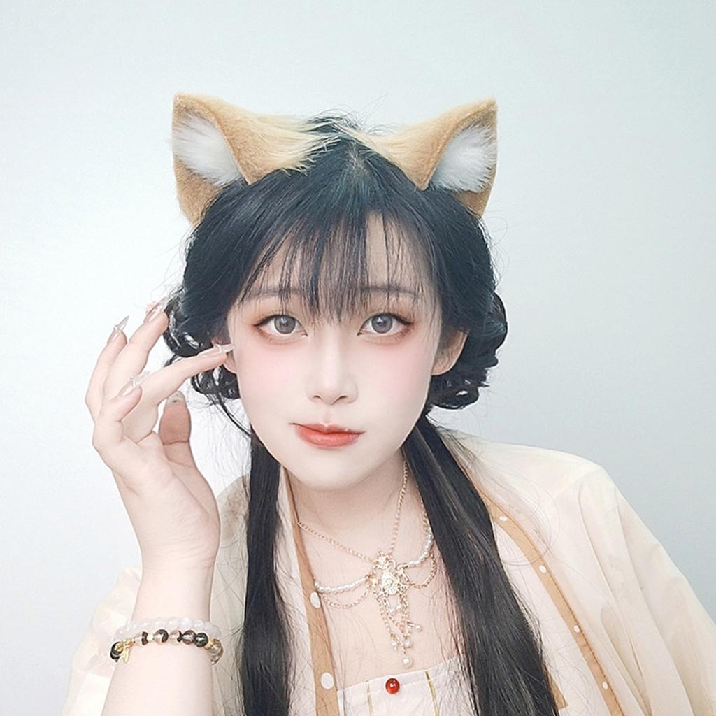 Adjustable Soft Plush Cats Ear Hairband Bendable Anime Ear Hairhoop For Roleplay Event Halloween Carnivals Celebration