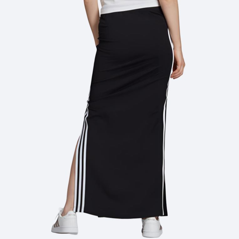 Adidas Originals Sports Lifestyle Series Striped Fashion Comfortable Breathable Mid-Rise Casual Long Skirt Women skirts Black FH7994