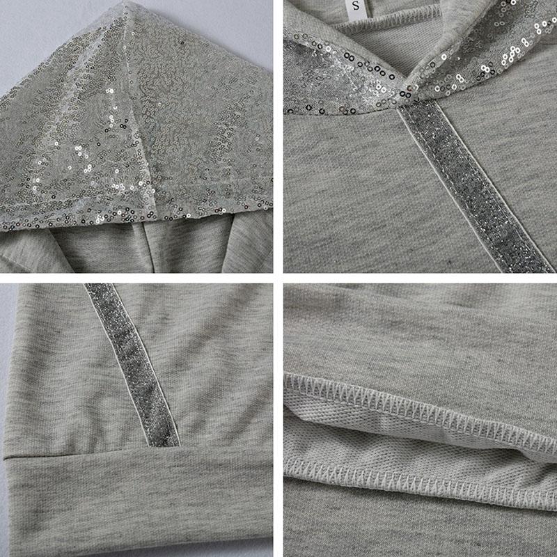 შემოდგომის სეკინები ქალთა კაპიუშონიანი მაისური საგაზაფხულო ყოველდღიური გრძელმკლავიანი ტოპები პულოვერები Harajuku ქალის პაჩვორკის ქუდები