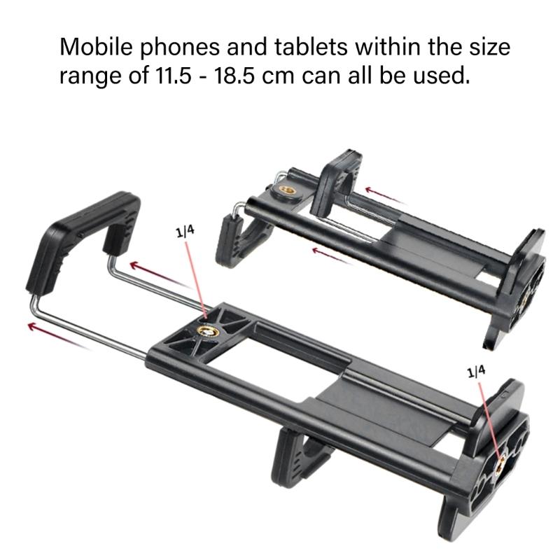 Multiple Functional Phone Tablet Clamp With Duals Screw Mounts Suitable for Tripods Selfie Stick And Monopods