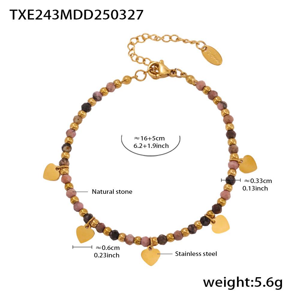Qiong Yao Meilade Dopamine Heart Zircon Beaded Jewelry Set - Elegant Colorful Natural Stone Accessories