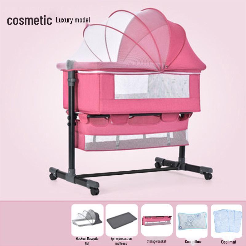 Multifunctional Foldable Baby Cradle: Newborn Rocking Bed and Splicing Children's Bed