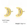 Flower Heart Moon Sun Stud Earrings with Clear Zircon Women Stainless Steel Earrings Trend Jewelry Gift