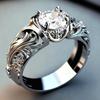 Gothic Style Gorgeous Inlaid Dazzle Synthetic Zirconia Silvery Ring Women's Exquisite  Anniversary Jewelry Accessory