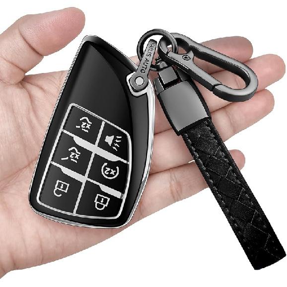 Sindeda For Chevy Key Fob Cover With Keychain Soft Full Protection Key Shell Key Case Compatible With -2025 GMC Yukon Tahoe Suburban 1500 2500HD