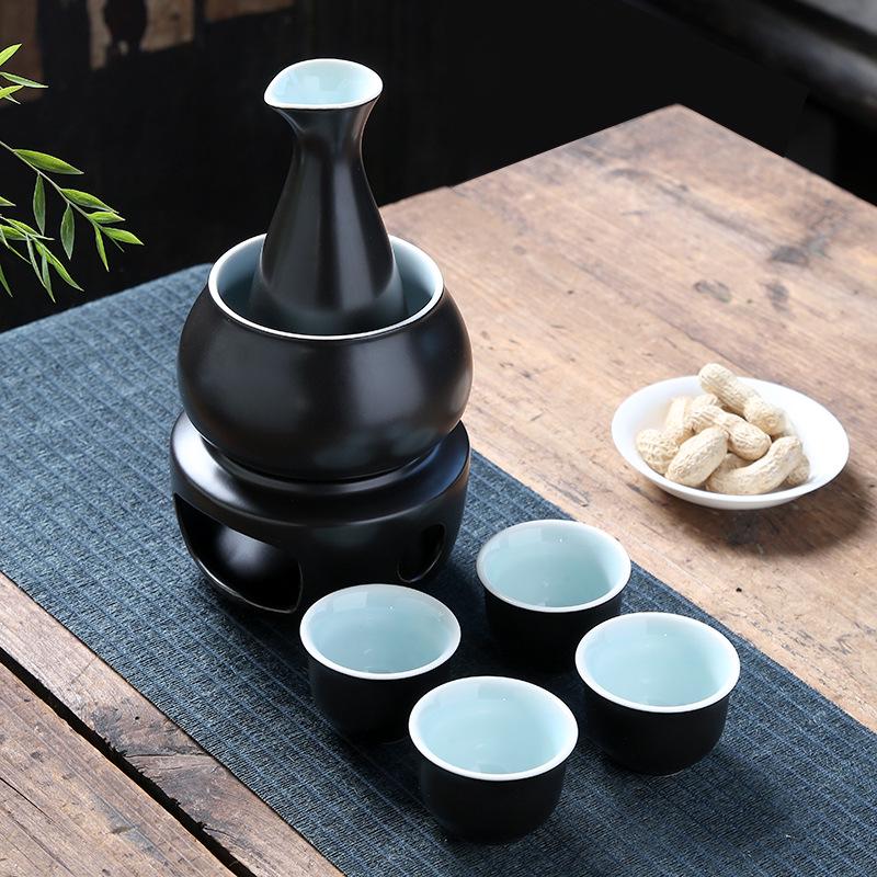 Creative Ceramic Wine Warmer - Yellow Wine Heating Set with Hot Water Pot