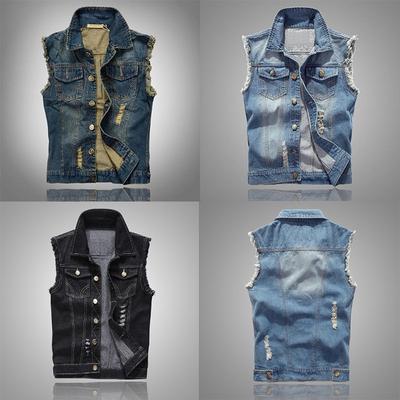 3 Colors Denim Vest Slim Fit Jeans Light Color Men Women Unisex Waistcoat Fashion Sleeveless Jacket