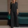 ZANZEA Blusa a Maniche Lunghe da Donna e Pantaloni a Gamba Larga Set Completi Casual Due Pezzi