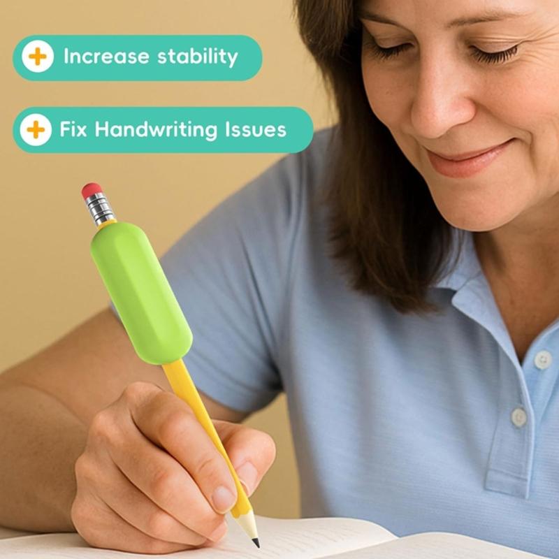 Ergonomic Oval Shape Pen Grip for Handwriting Practice, Weighted Silicone Grip Set of 5 for Students, Homework Writing, Drawing