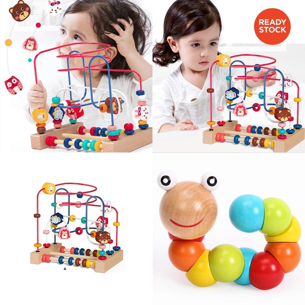 Wooden Intelligence Building Toy For Infants And Toddlers Developing Brain And Body Coordination Through Bead Stringing Play 78 Characters