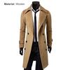 Long Trench Coat Double-breasted Solid Color Autumn Winter Windproof Thick Jacket for Daily Wear