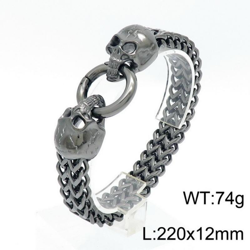 European and American Personality Domineering Punk Skull Titanium Steel Men's Bracelet