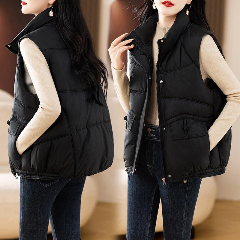 Stand-up collar fashion vest down cotton clothes vest women's short thin warm cotton clothes vest