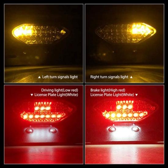 Universal LED Turn Signals Motorcycle Brake Integrated License Plate Tail Light