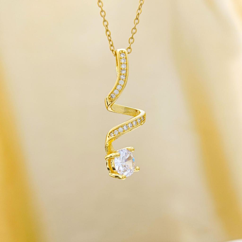 Versatile Titanium Steel Zircon Necklace - Gold-Plated Geometric Clavicle Chain for Women