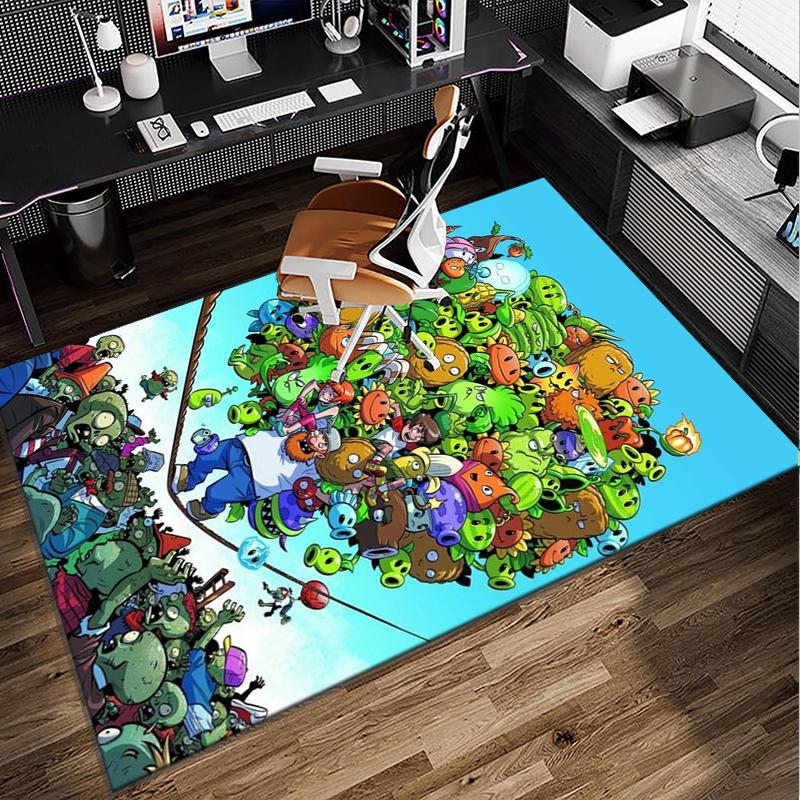 Vibrant Battle Zombies Office Rug Chair Mat, Game Carpet, Suitable for Front Door, Bedroom, Living Room, Desk, Holiday Gift