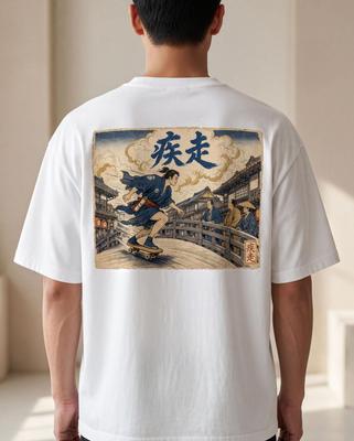 Japanese Skate, Samurai Skater Back Print | Garment-Dyed Heavyweight Tee | Relaxed Unisex Fit S–4XL