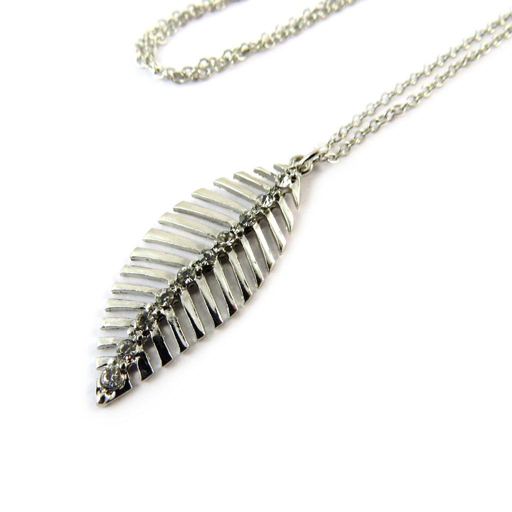 Les Trésors De Lily [N8164] - Silver 'Gold Leaf' Designer Necklace