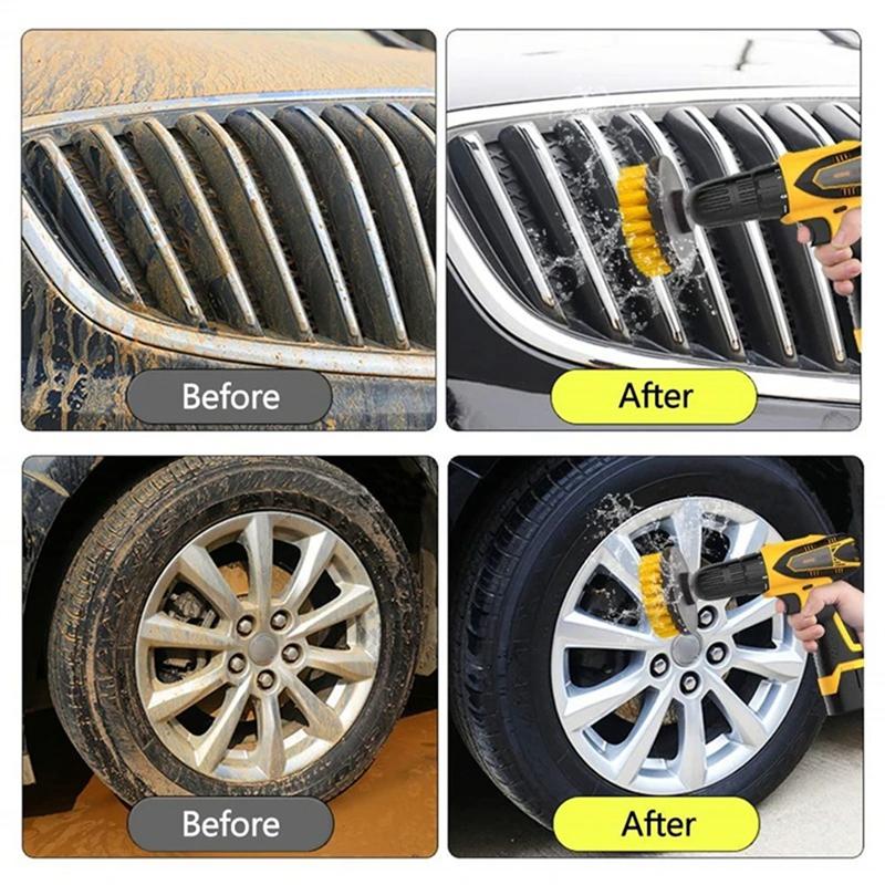 Electric Floor Scrubber 5-Piece Cleaning Brush Set Round For Carpet, Glass Car Wheel& Car Wash Tools