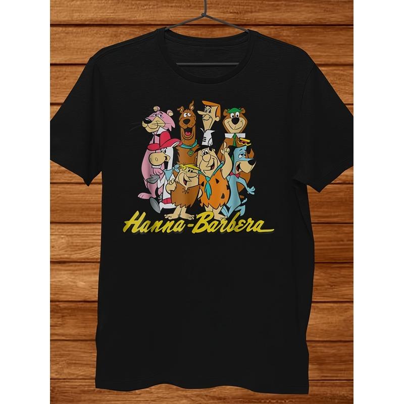 Hanna Barbera Classic Character Feature Shirt Printed Unisex T-Shirt for Family And Friends As a Gift, Pure Round Neck Short Sleeves