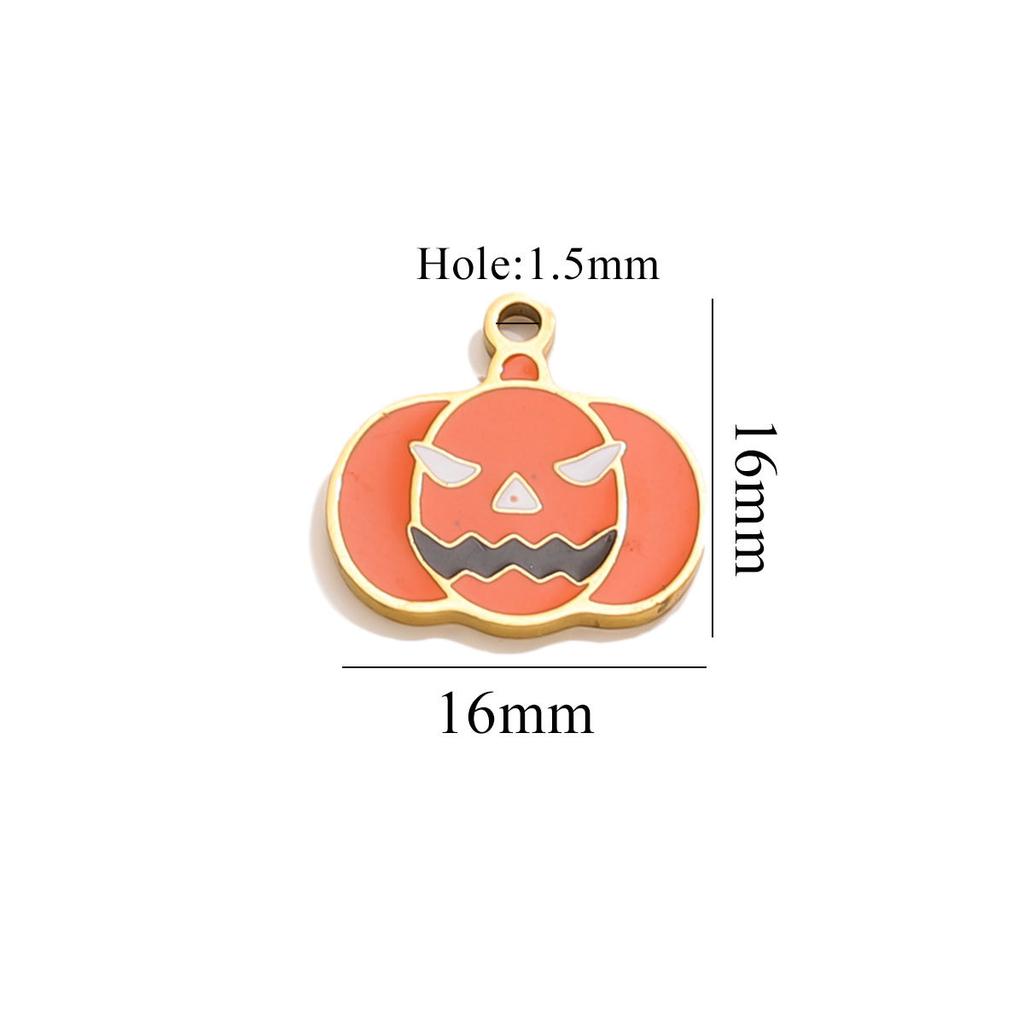 Yori 5Pcs Halloween Pumpkin Lantern Little Ghost Funny Cartoon Cute Pendant DIY Stainless Steel Accessories Jewelry Pendant