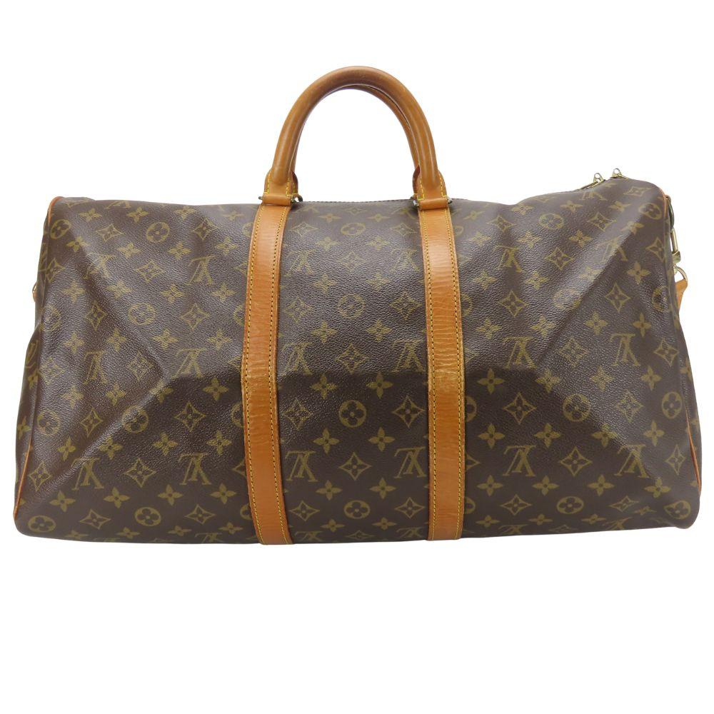 Used LOUIS VUITTON Boston Bag Kiepol Band Barriere 50 M41416 Monogram/Nume Leather Brown Shoulder