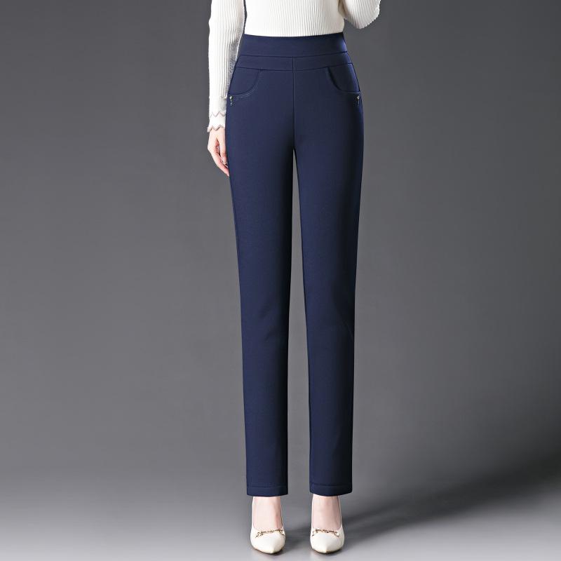 

Женские стрейчевые брюки прямого кроя с высокой посадкой - Коллекция Весна/Осень 2024, Доступны большие размеры, Идеально подходят для мам среднего возраста и для повседневной носки 6XL - Waist 90 cm синий