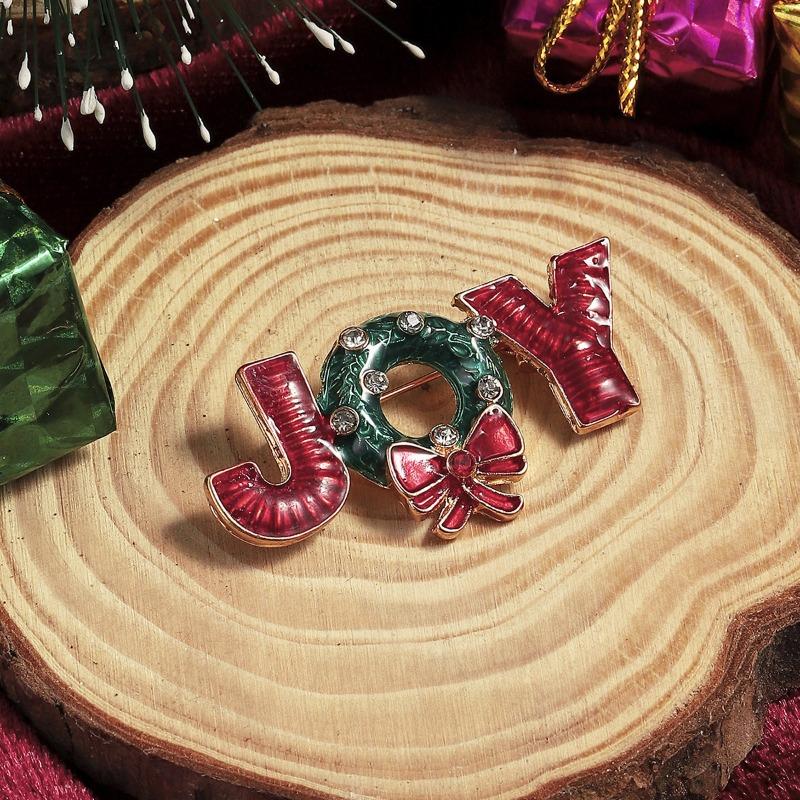 Hot Sale Cartoon Brooch Creative Design Diamond Festival Tree Ping An Fruit Cane Holiday Christmas Brooch