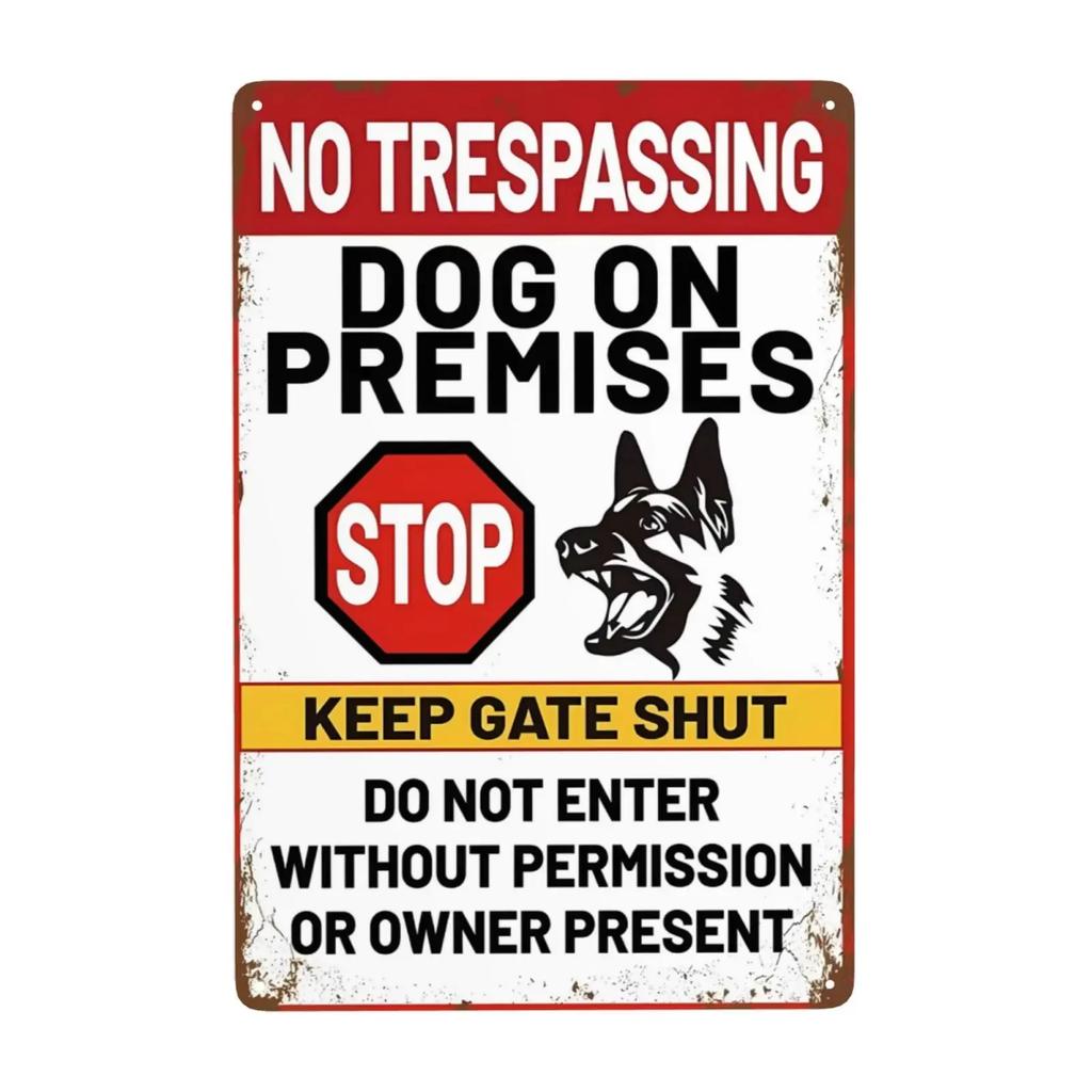 Pc Attention au Chien Panneaux Avertissement Interdiction d'Entrer Panneaux Métalliques Propriété Privée Chien sur les Lieux Panneau pour Jardin Décoration Extérieure x I